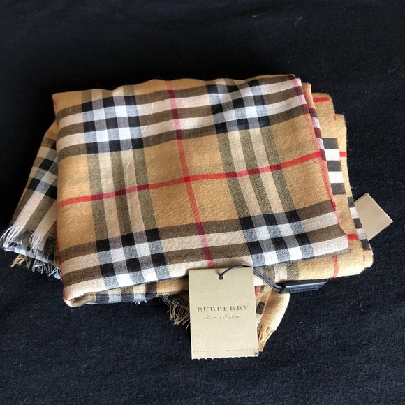 Burberry Accessories - Burberry Vintage Check Wool Silk Scarf, BNWT